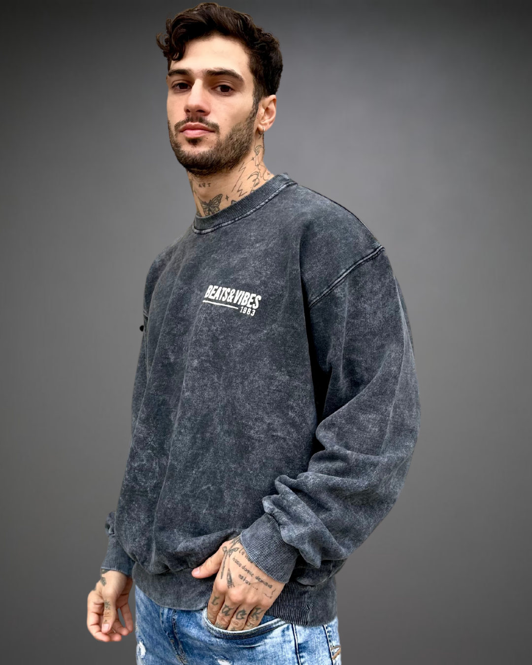 Polera Hombre Oversize ACID WASH Positive - Stone Gray
