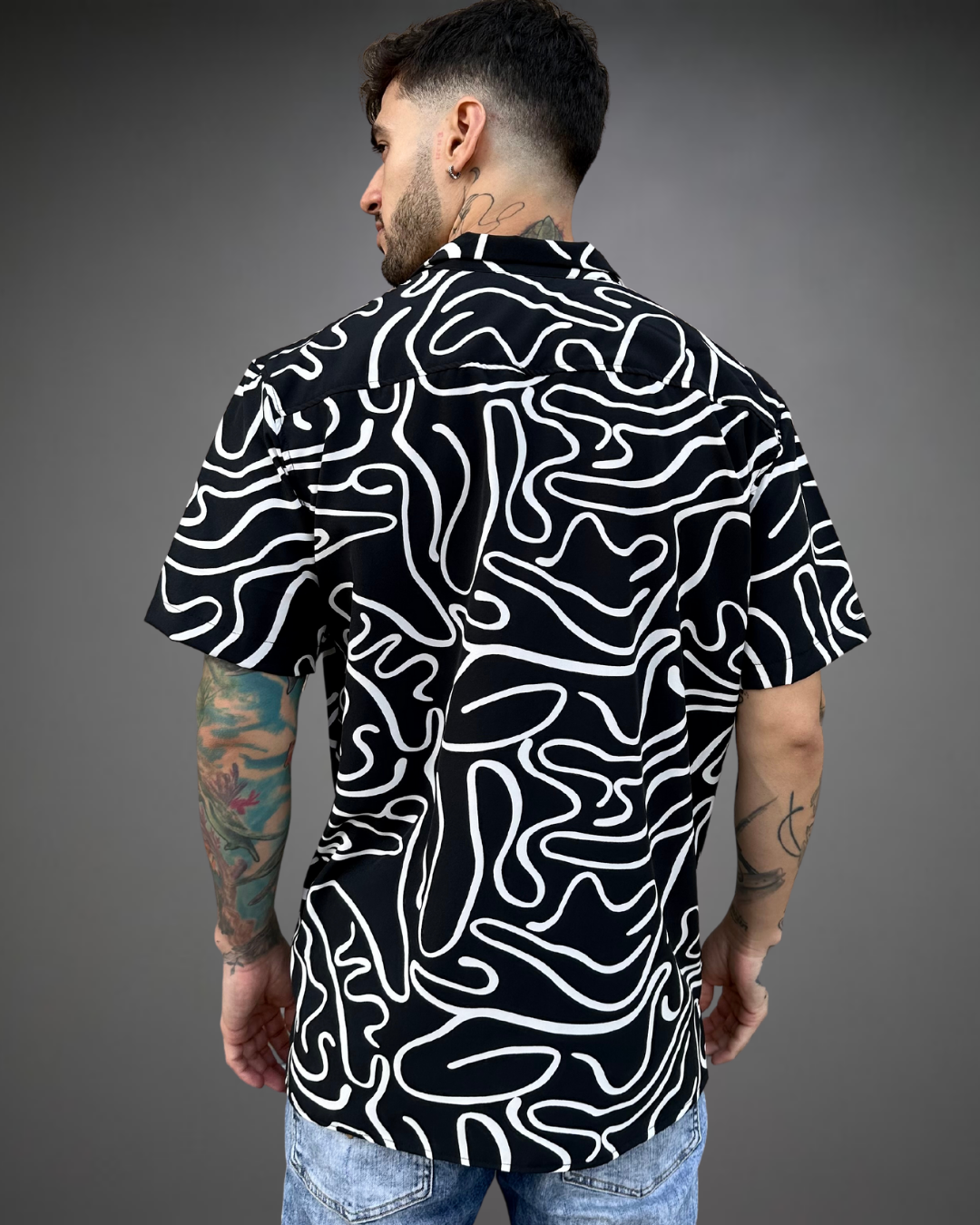 Camisa Hombre Relaxed Rounded Lines - Negro