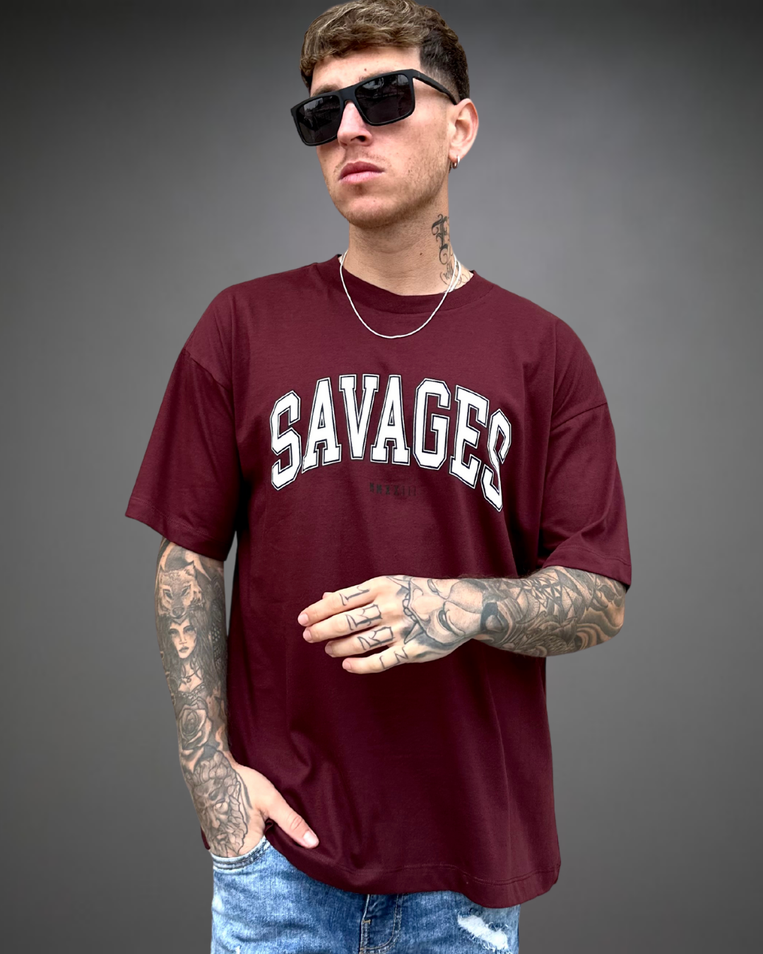 Polo Hombre Oversize SAVAGES - Borgoña