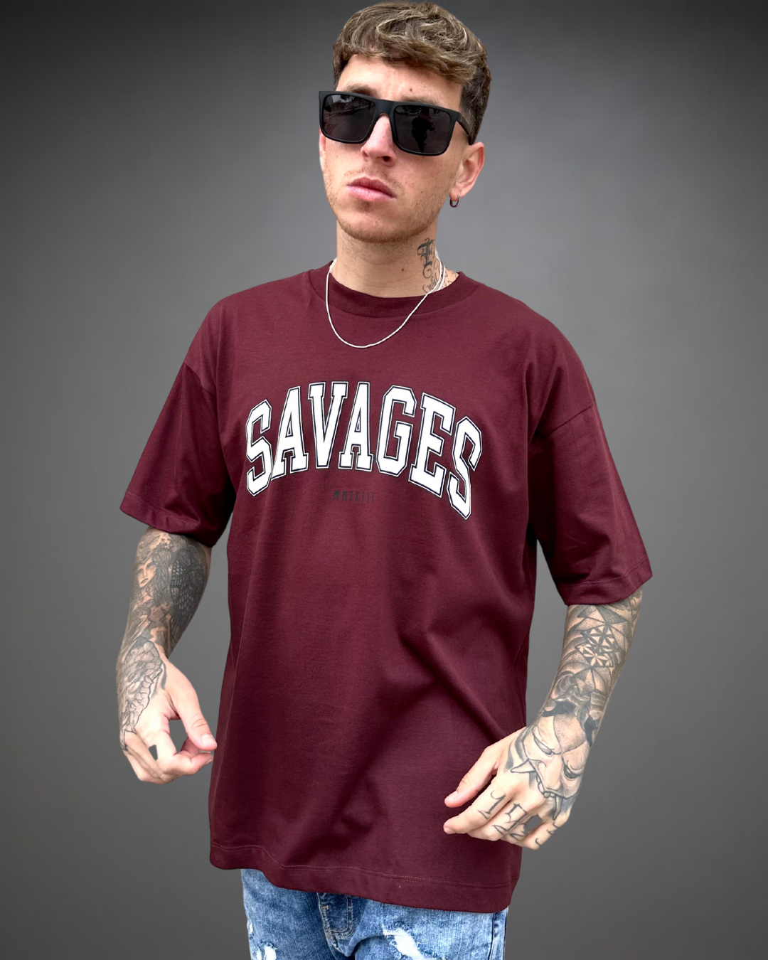 Polo Hombre Oversize SAVAGES - Borgoña