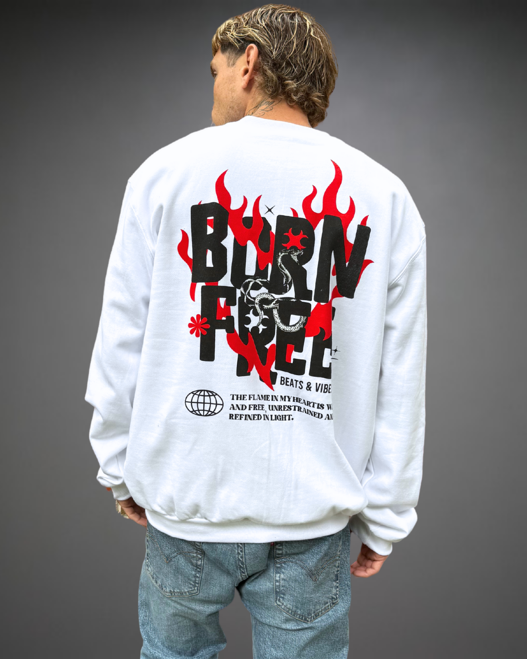 Polera Hombre Oversize Born Free - Blanco
