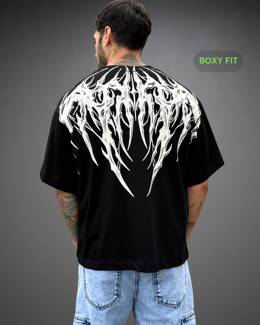 Polo Hombre Boxy Fit True Tribal - Negro