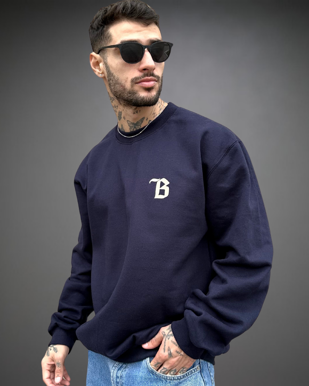 Polera Hombre Oversize Skull Beats - Azul Noche