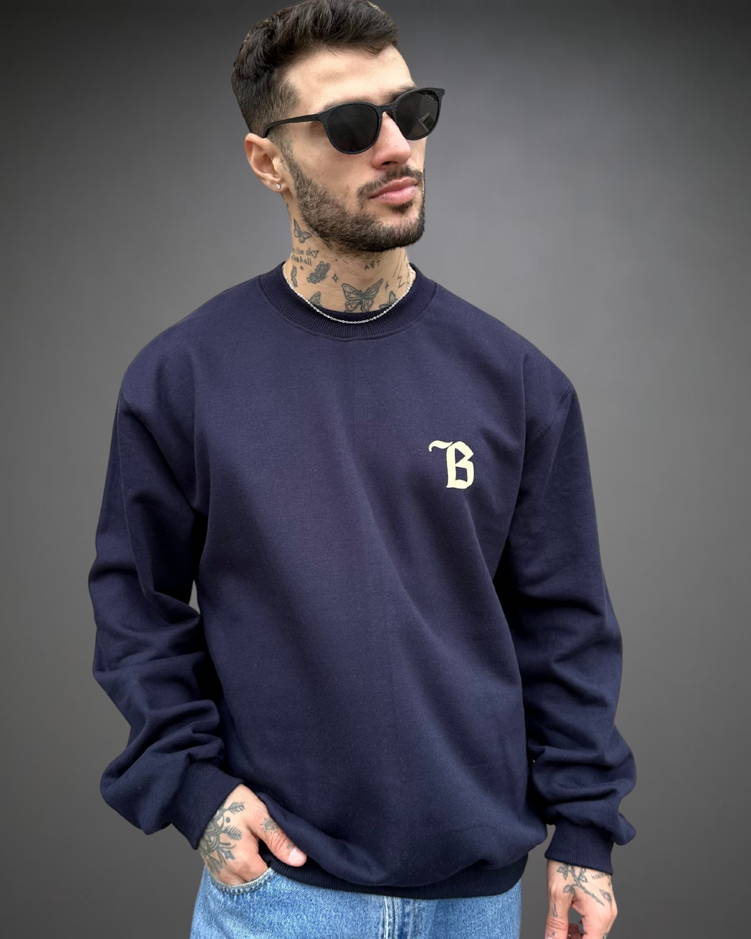 Polera Hombre Oversize Skull Beats - Azul Noche