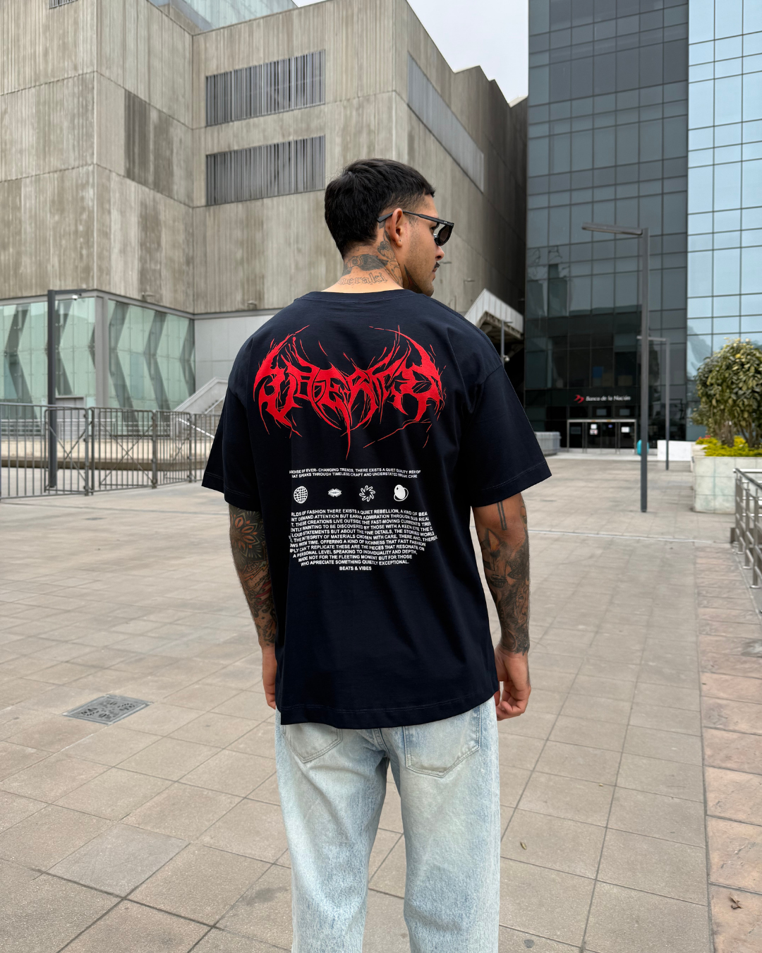 Polo Hombre Oversize Contrast Tribal - Azul Noche