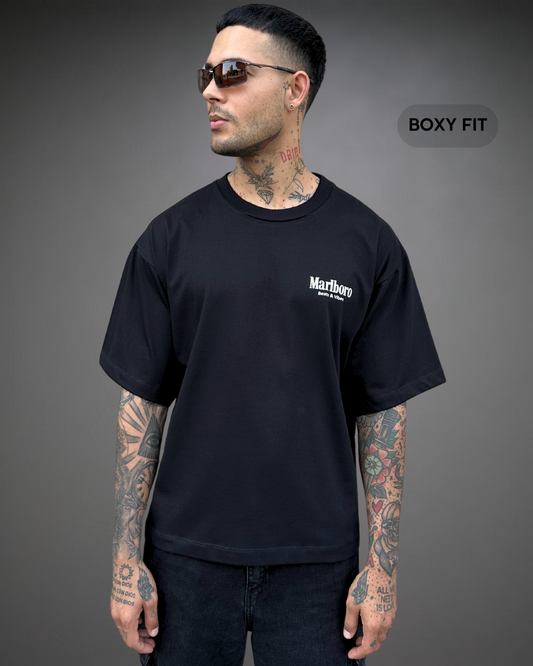 Polo Hombre Boxy Fit Marlboro McLaren - Negro