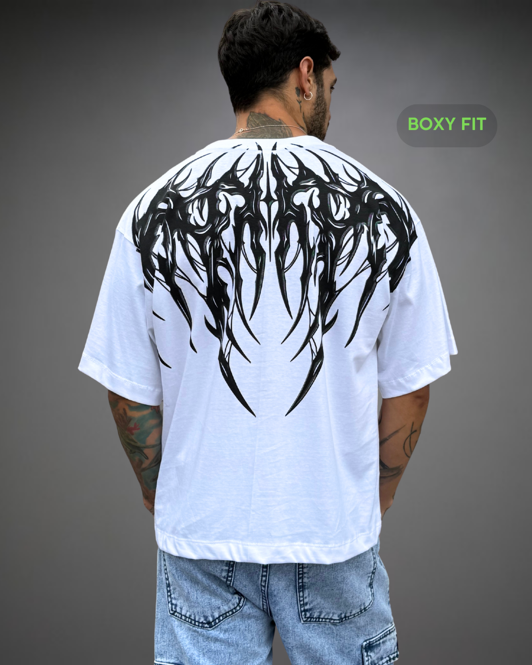 Polo Hombre Boxy Fit True Tribal - Blanco