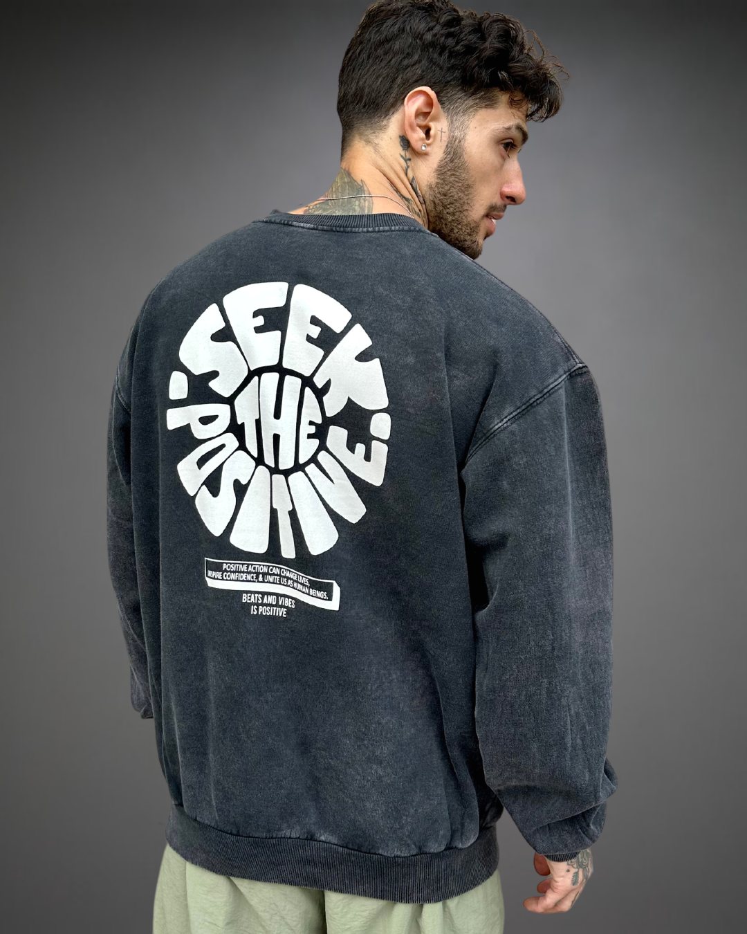 Polera Hombre Oversize ACID WASH Positive - Stone Black
