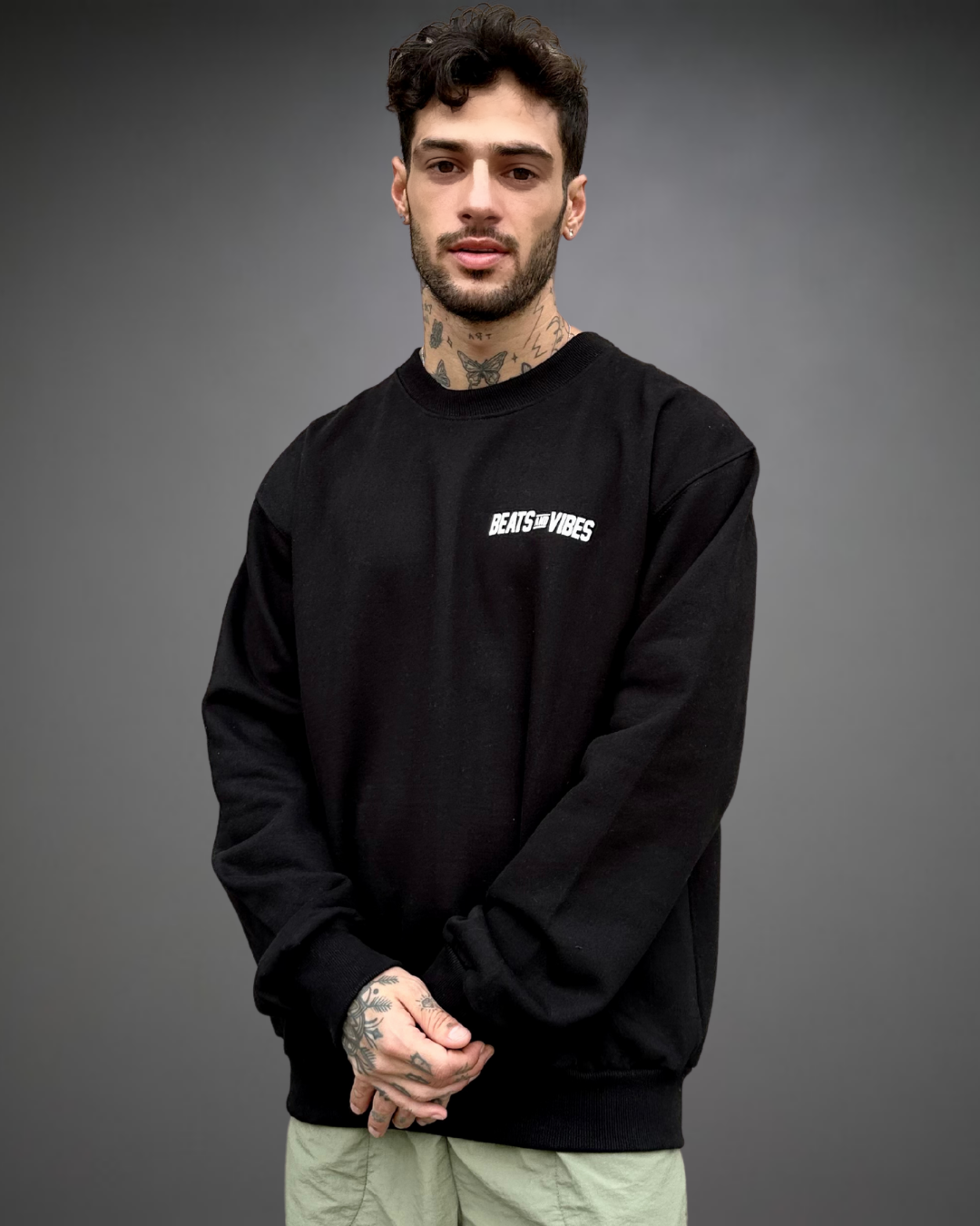 Polera Hombre Oversize Skull Beats Logo - Negro