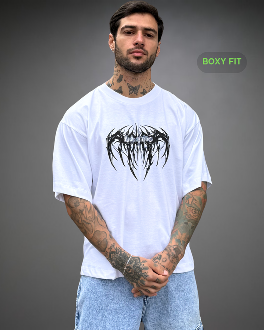 Polo Hombre Boxy Fit True Tribal - Blanco