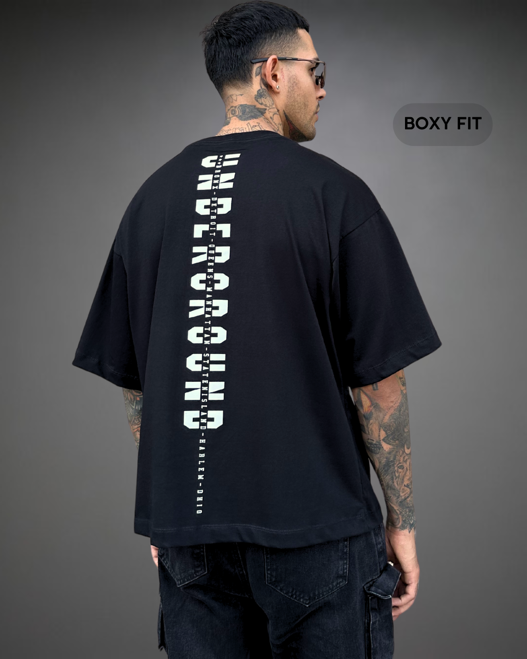 Polo Hombre Boxy Fit UNDERGROUND - Negro