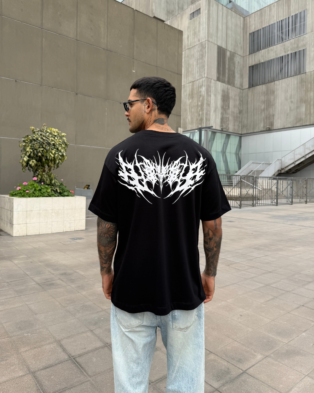 Polo Hombre Oversize Big Tribal - Negro