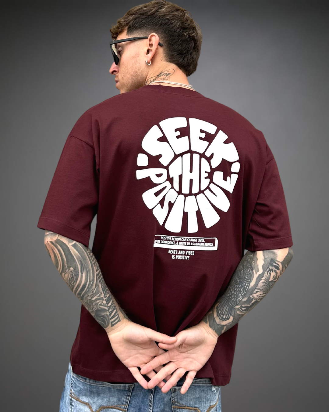 Polo Hombre Oversize Seek The Positive - Borgoña