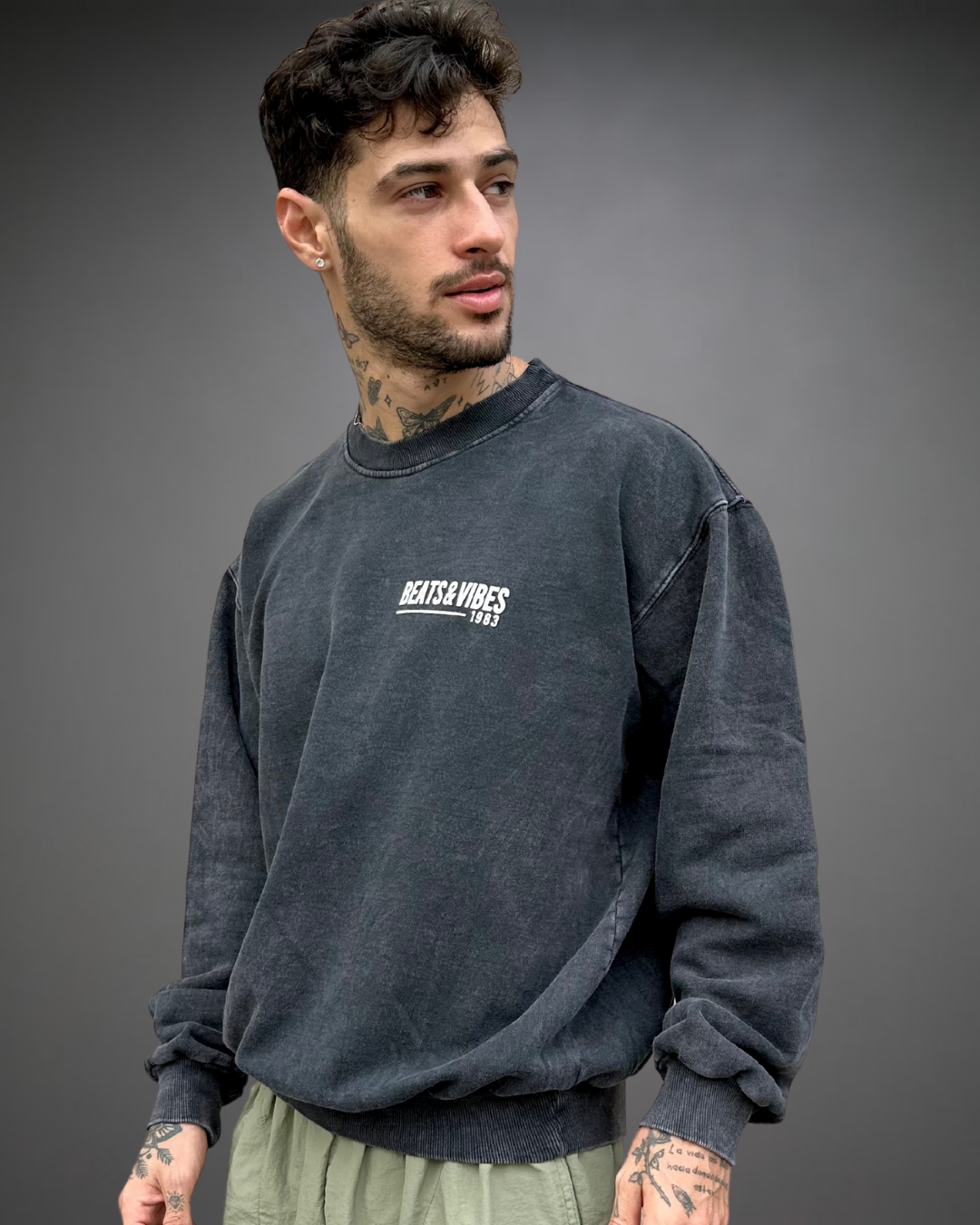 Polera Hombre Oversize ACID WASH Positive - Stone Black