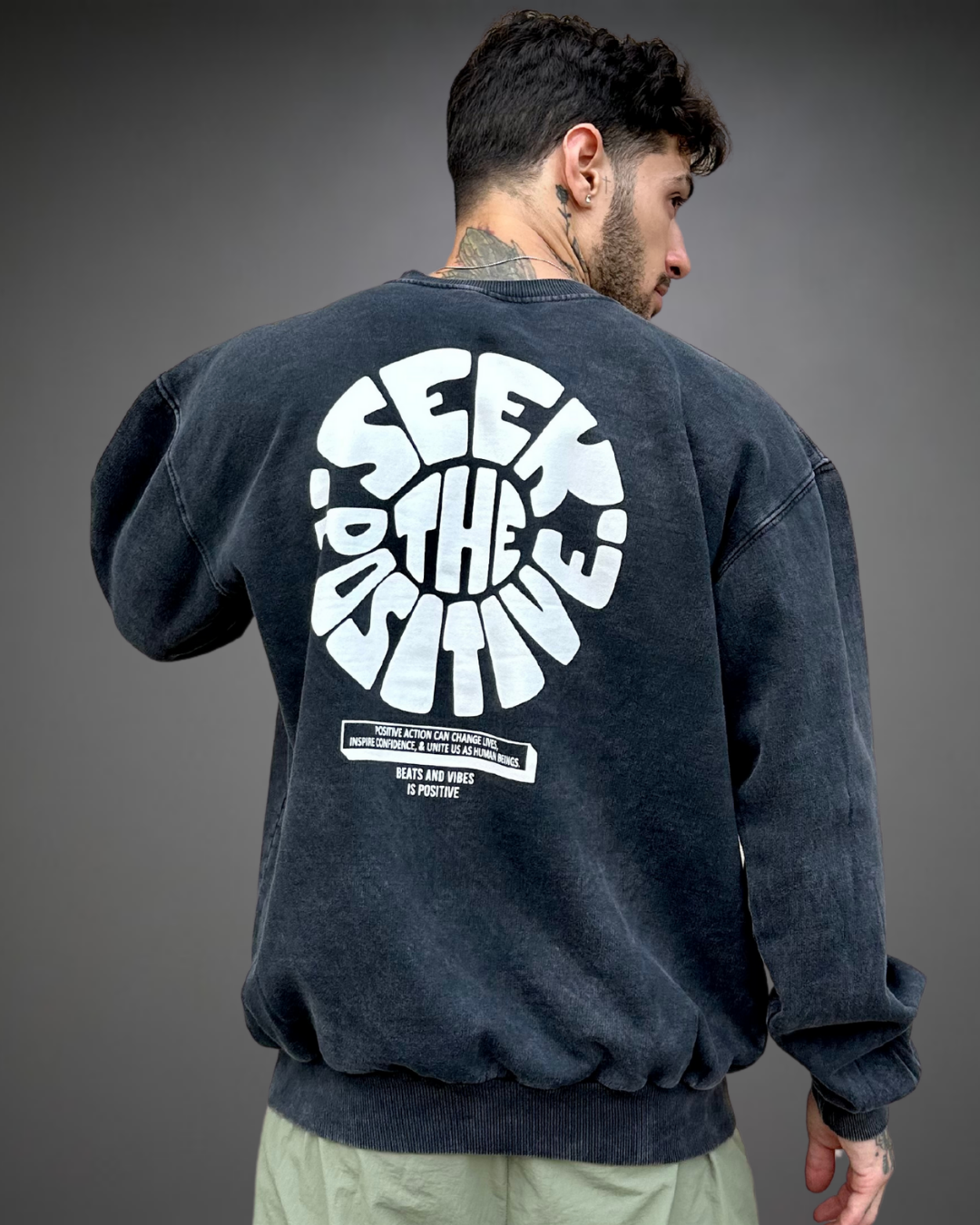 Polera Hombre Oversize ACID WASH Positive - Stone Black