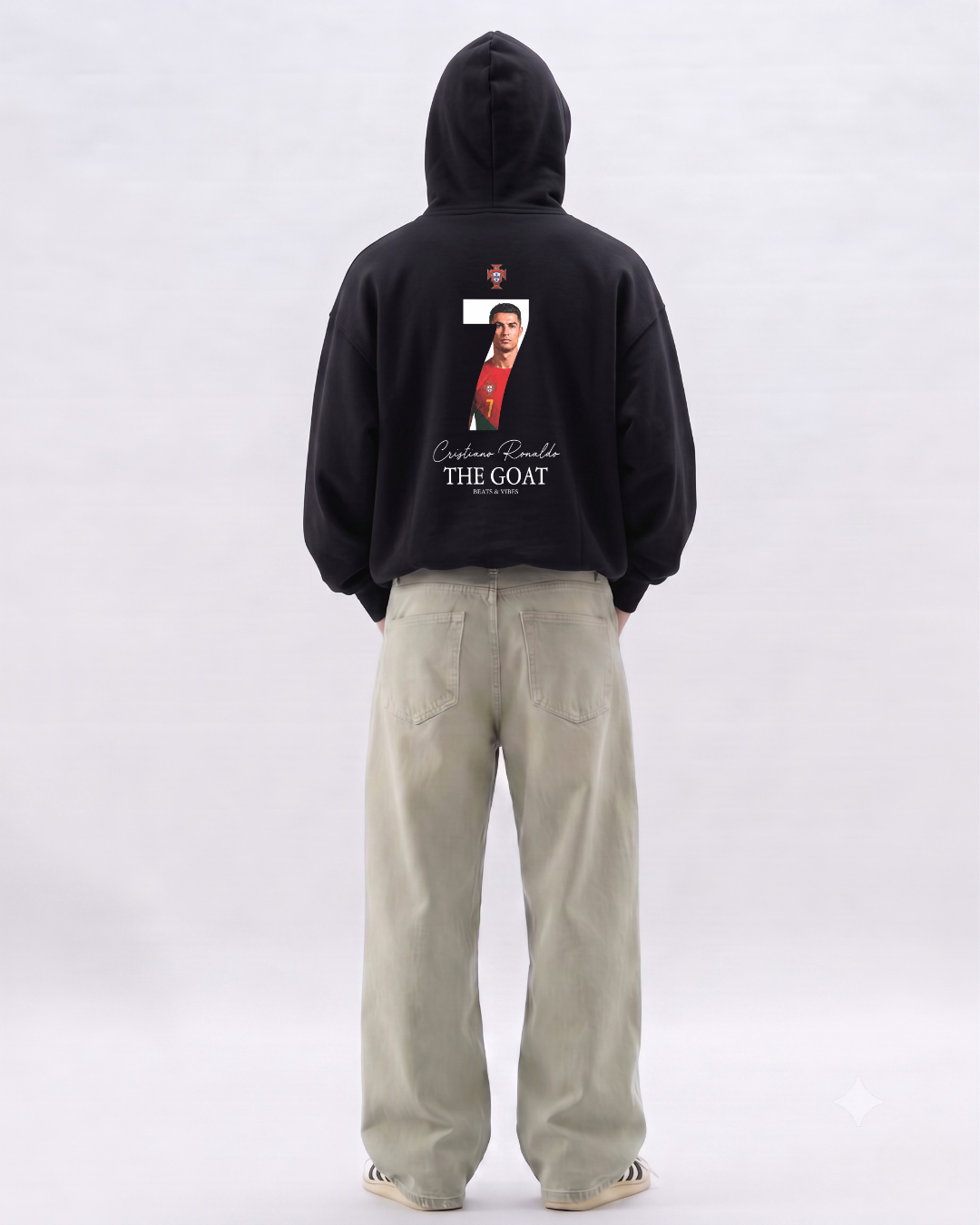 Hoodie "CR7 THE GOAT" – Negro
