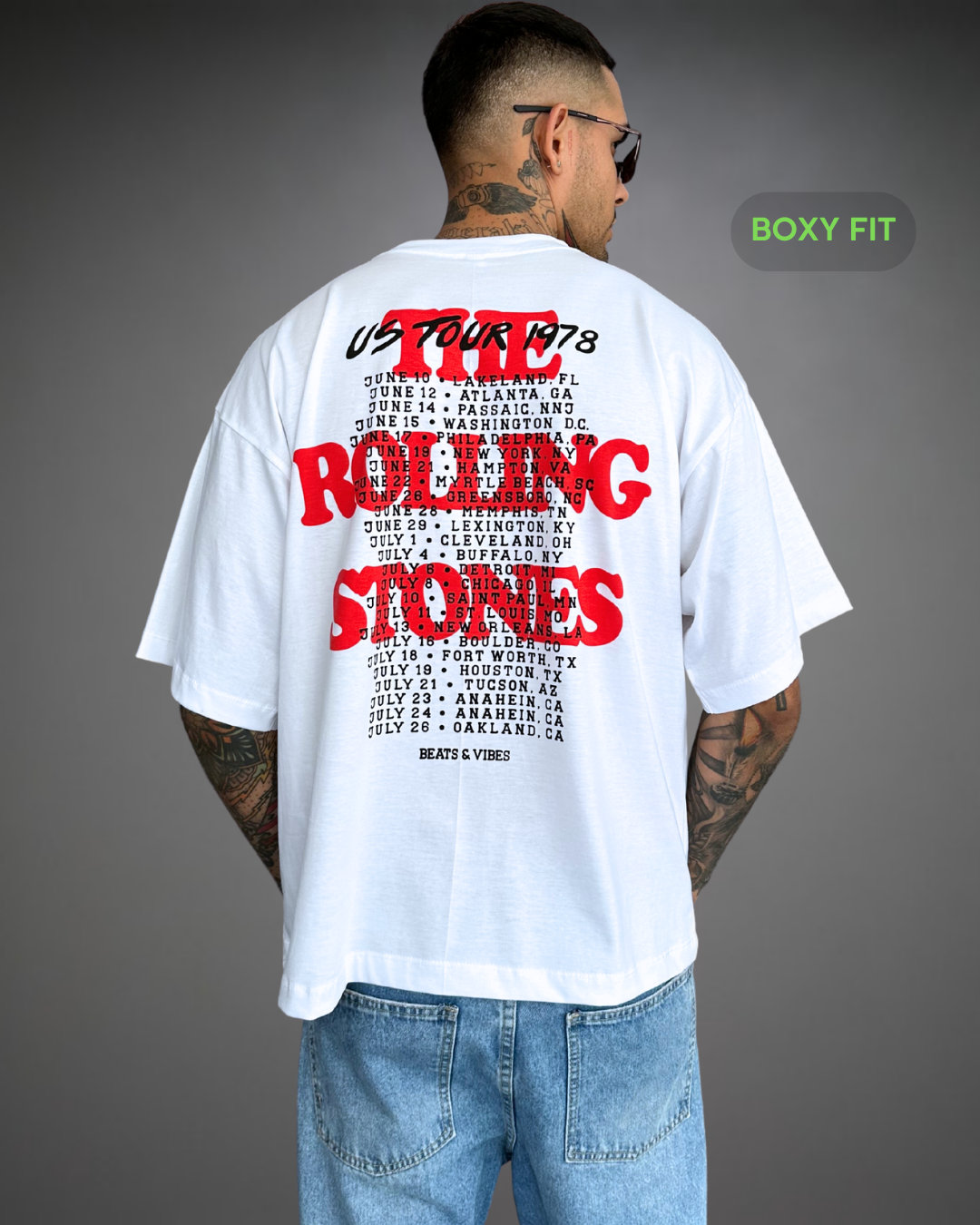 Polo Hombre Boxy Fit The Stones Tour - Blanco