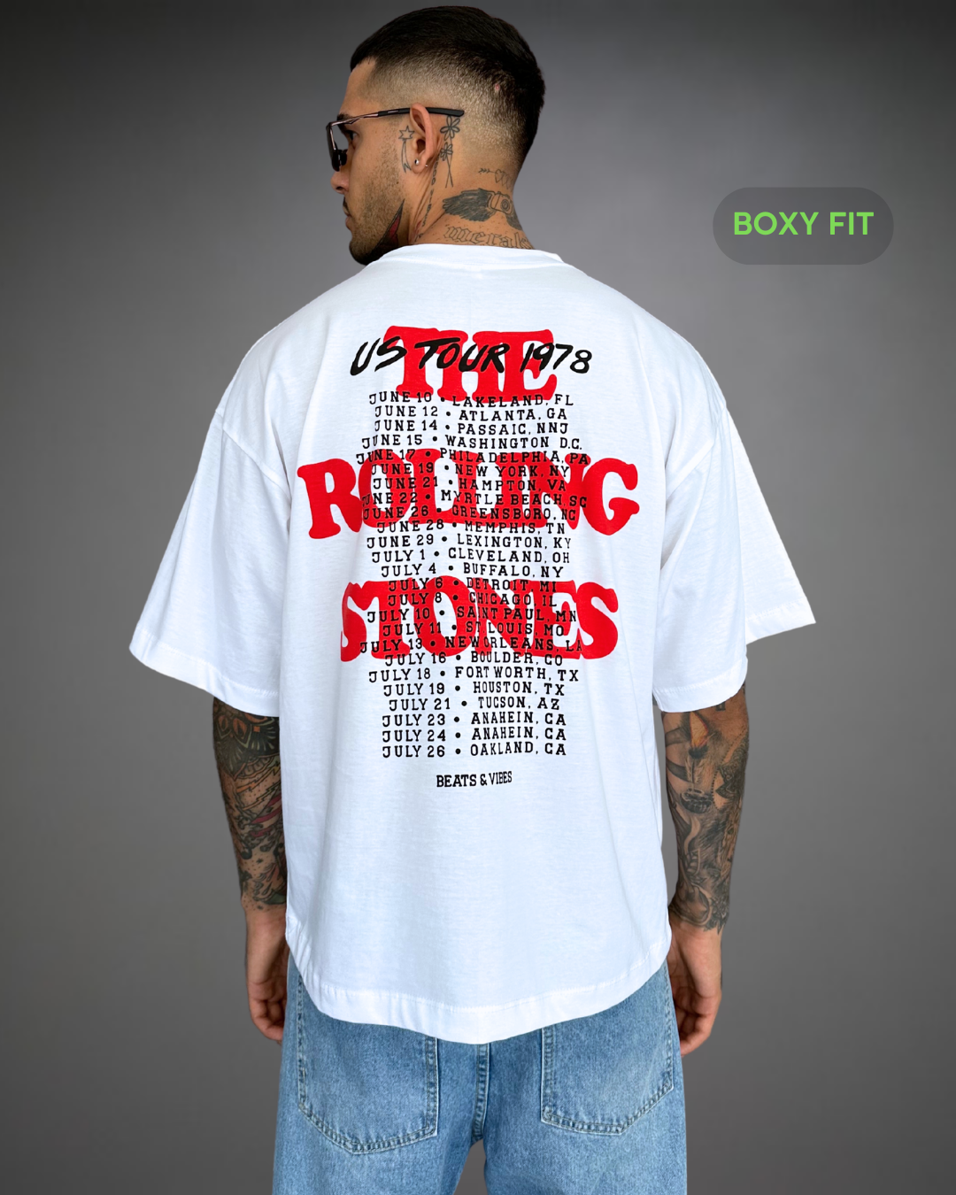 Polo Hombre Boxy Fit The Stones Tour - Blanco