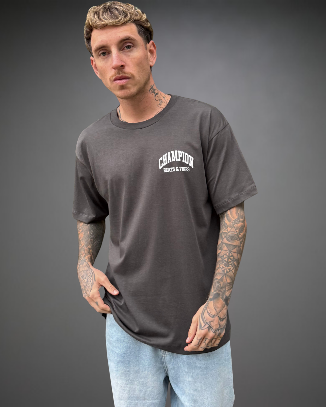 Polo Hombre Oversize CHAMPION - Plomo