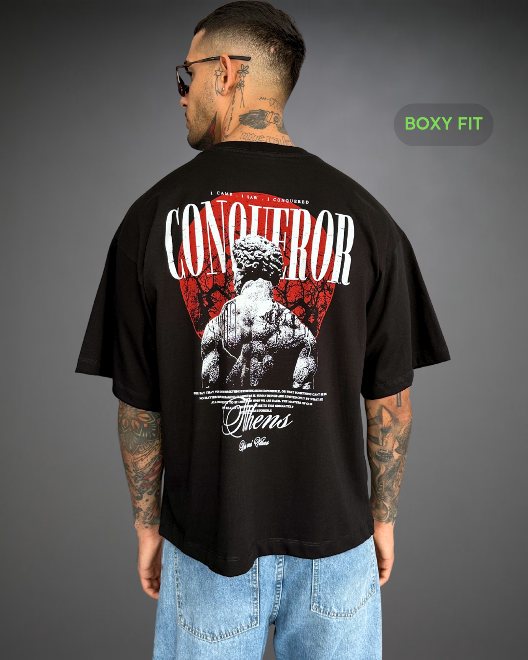 Polo Hombre Boxy Fit CONQUEROR - Negro