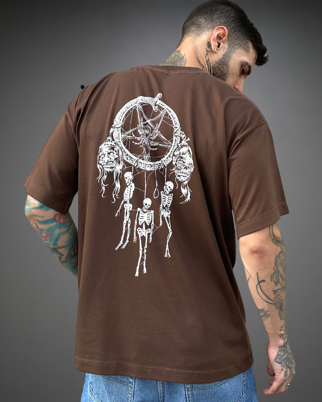 Polo Hombre Oversize Skull Star - Chocolate