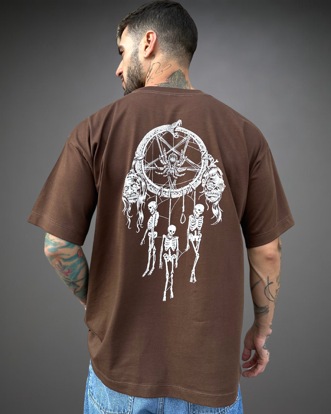 Polo Hombre Oversize Skull Star - Chocolate