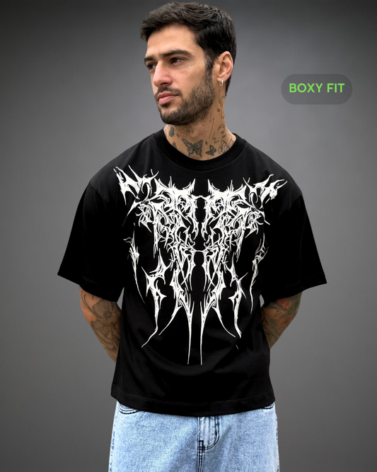 Polo Hombre Boxy Fit The Front Sign - Negro