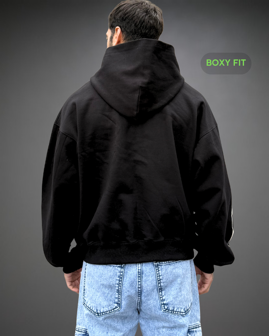 Hoodie Crop Boxy Over Skull Beats - Negro