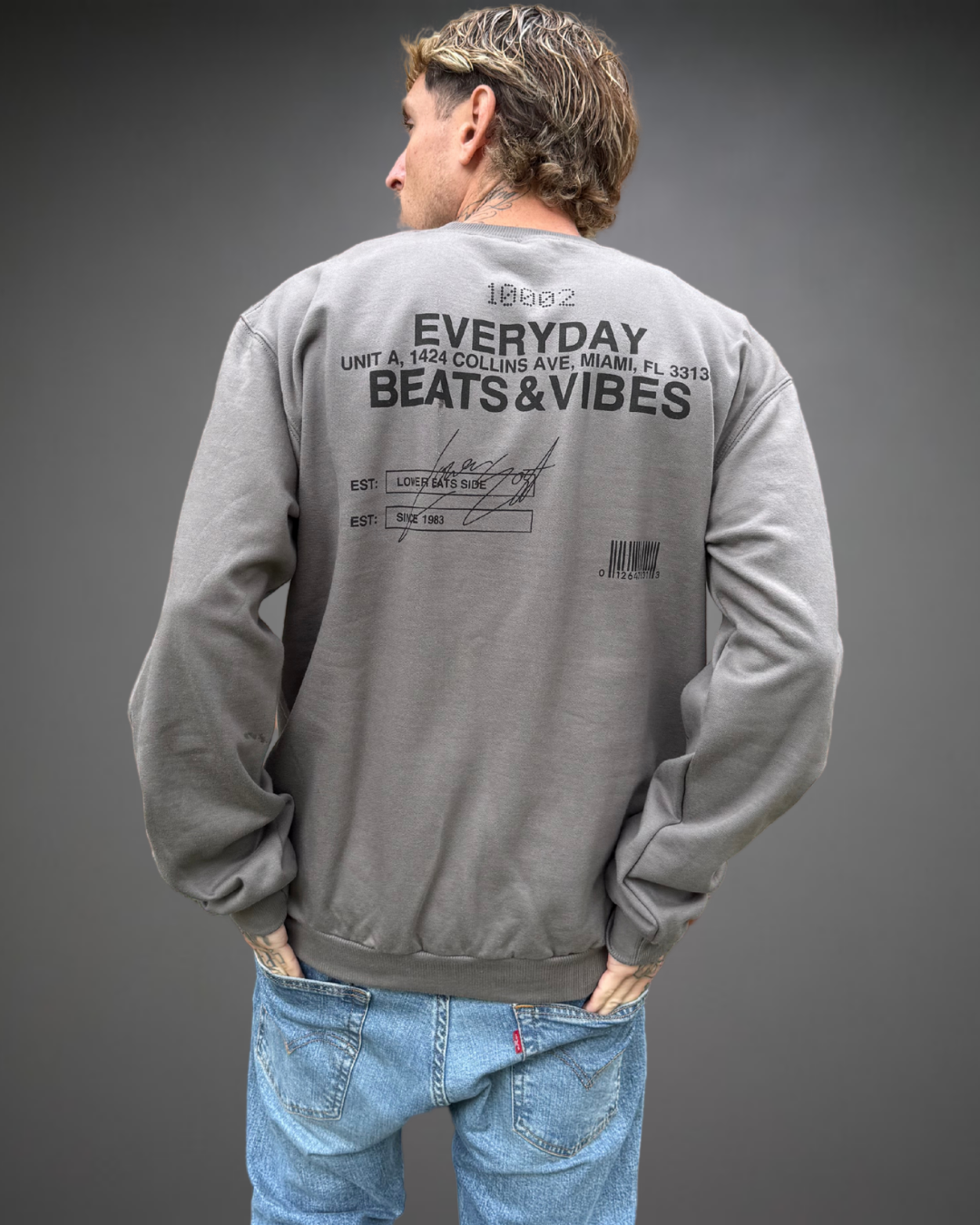 Polera Hombre Oversize Beats EVERYDAY - Plomo