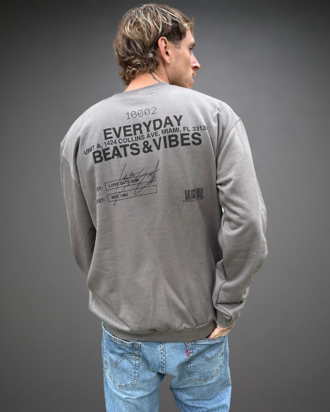 Polera Hombre Oversize Beats EVERYDAY - Plomo