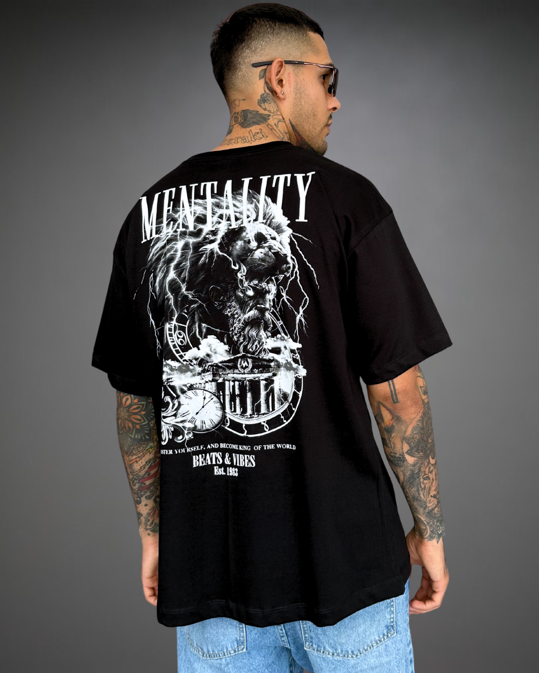 Polo Hombre Oversize Lion Mentality - Negro