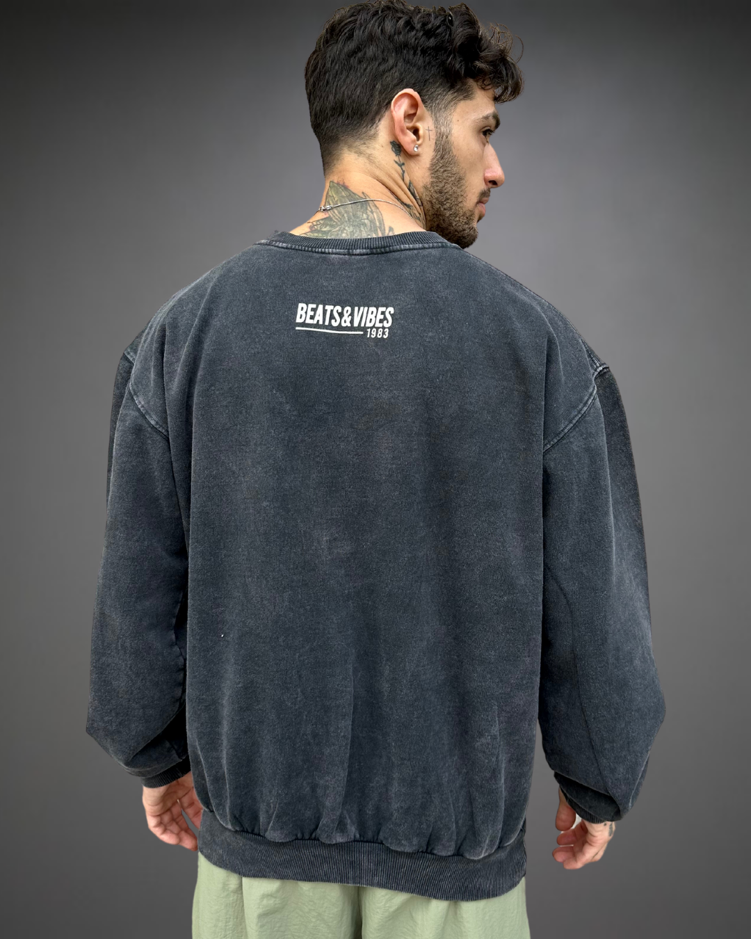 Polera Hombre Oversize ACID WASH Spike - Stone Black