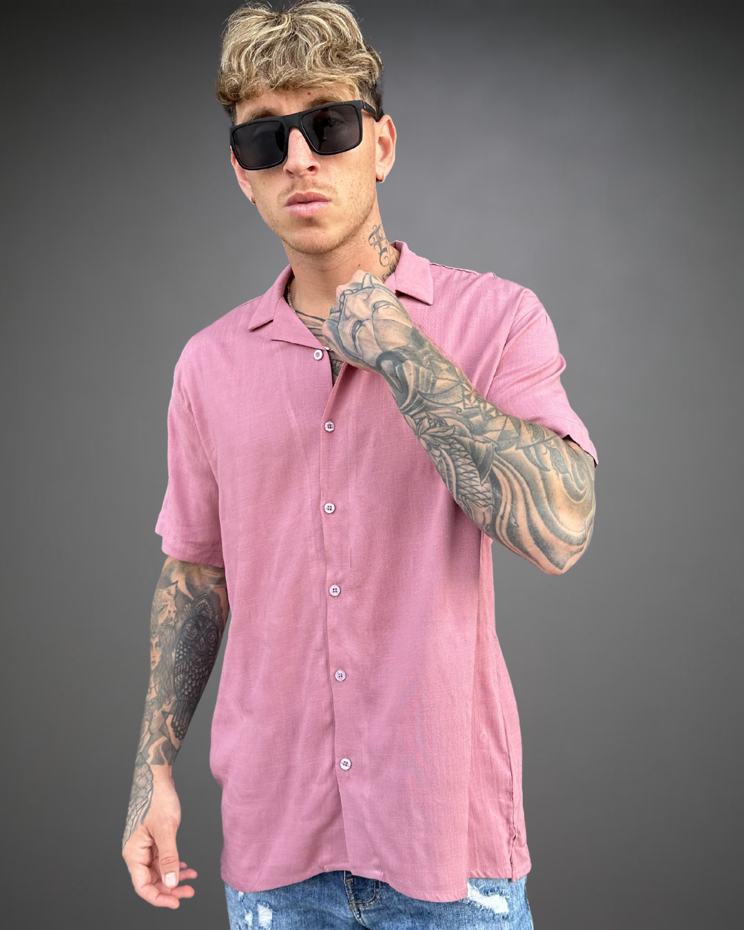 Camisa Hombre Relaxed Blank - Palo Rosa