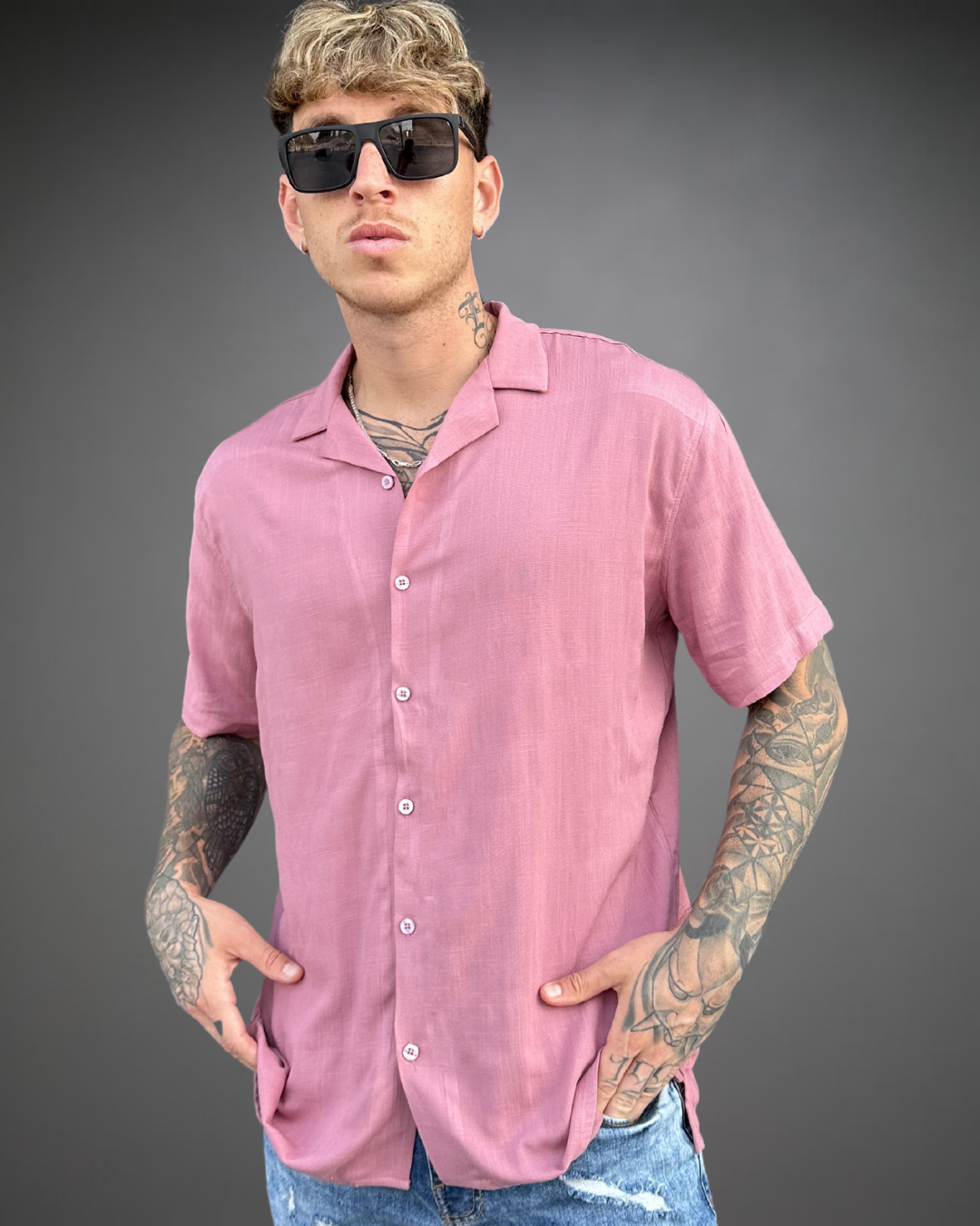 Camisa Hombre Relaxed Blank - Palo Rosa