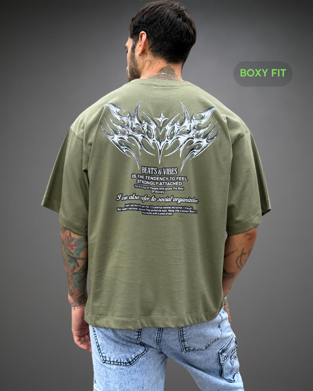 Polo Hombre Boxy Fit Strong Tribal Reflectivo - Verde