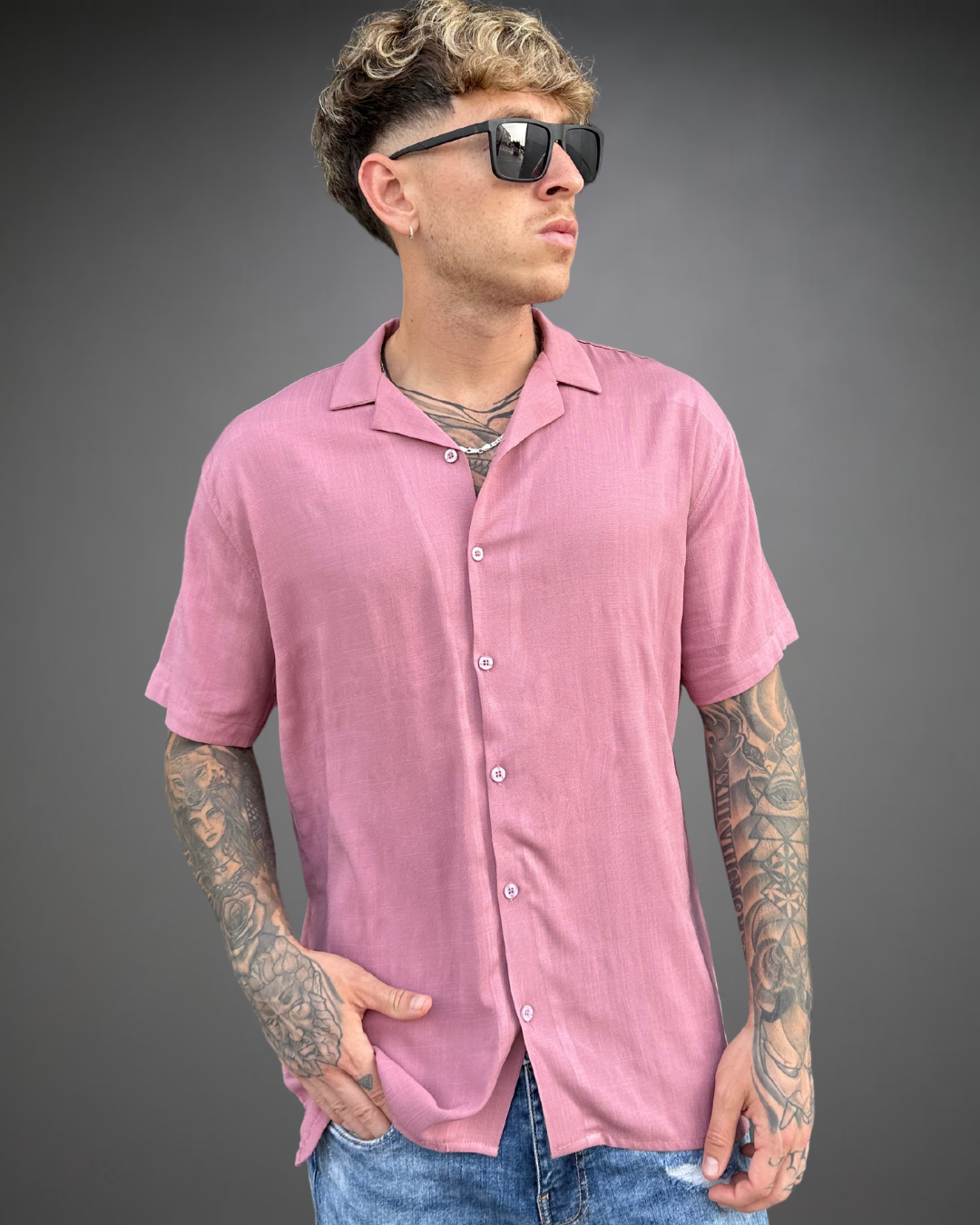 Camisa Hombre Relaxed Blank - Palo Rosa