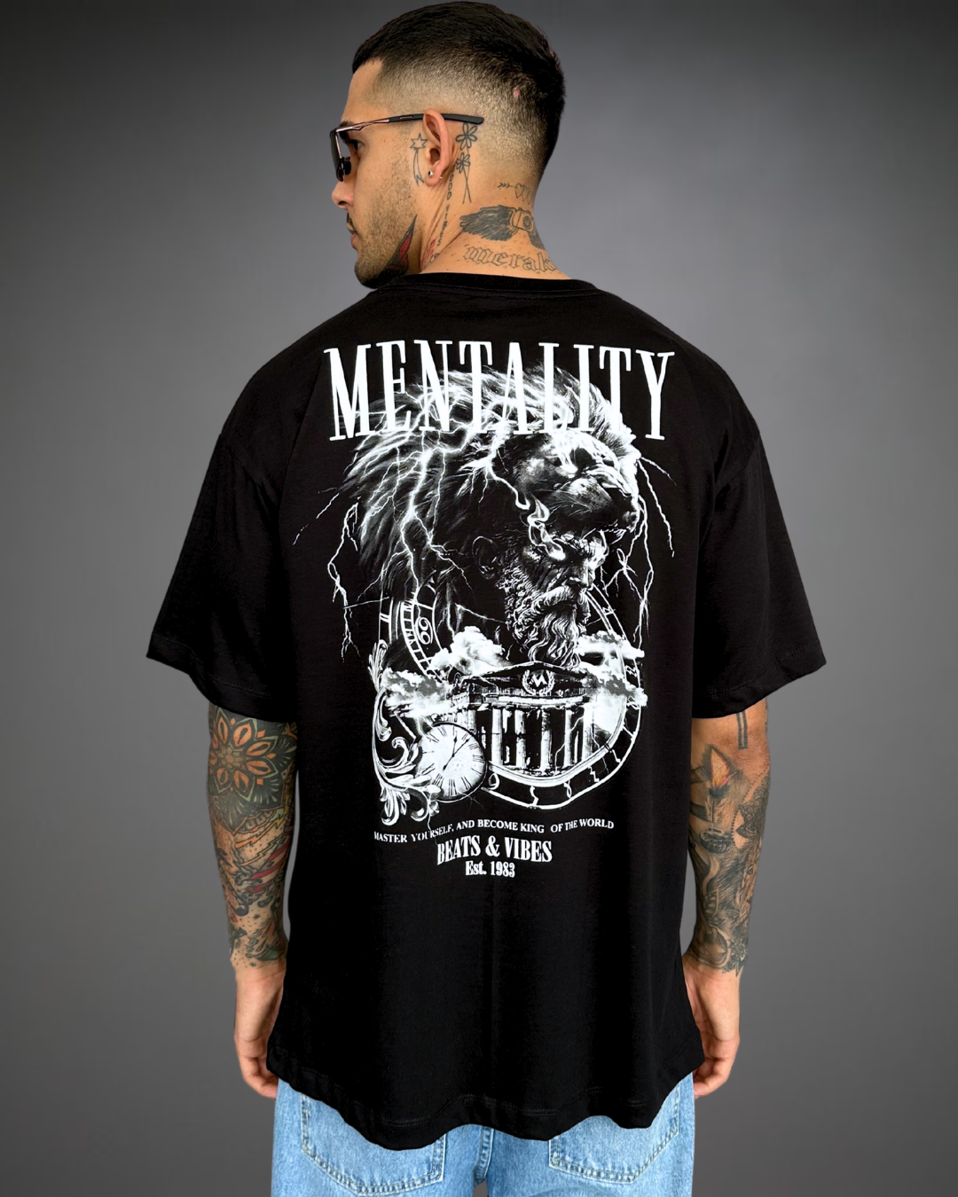 Polo Hombre Oversize Lion Mentality - Negro
