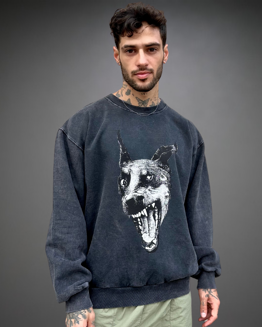 Polera Hombre Oversize ACID WASH Spike - Stone Black
