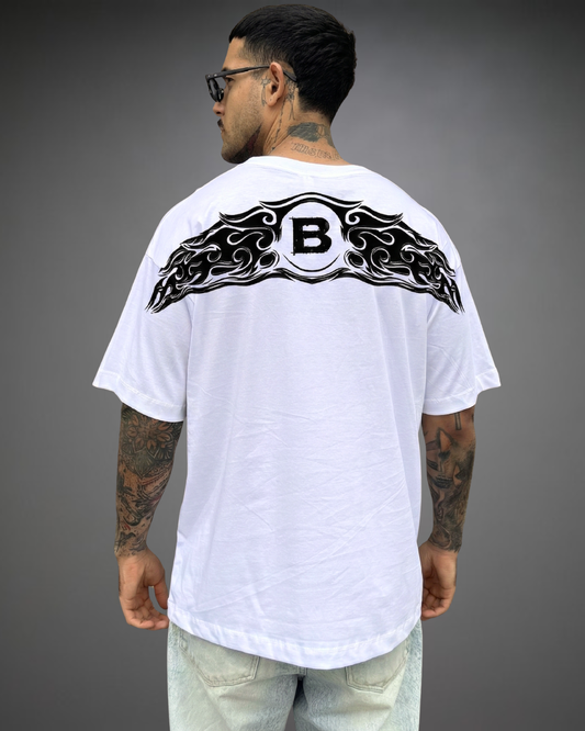 Polo Hombre Oversize Beats Summer Vibes - Blanco