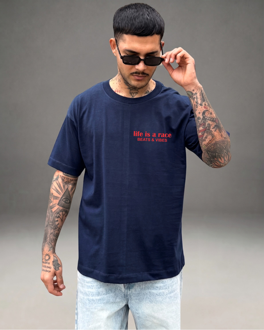 Polo Hombre Oversize Life is a Race - Azul