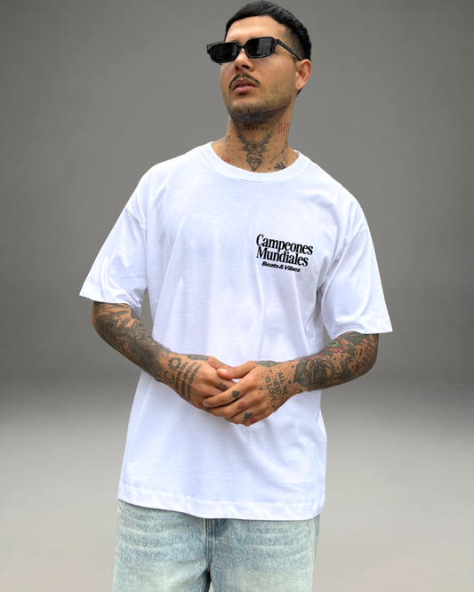 Polo Hombre Oversize Campeones Mundiales - Blanco