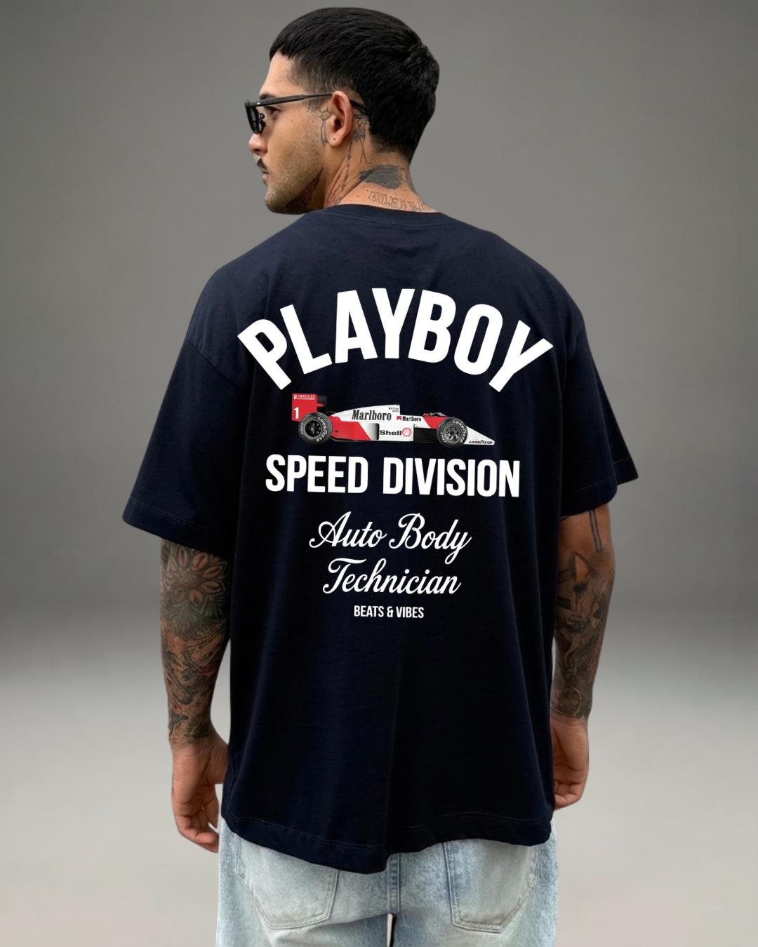 Polo Hombre Oversize Play Boy Speed Division - Azul Noche