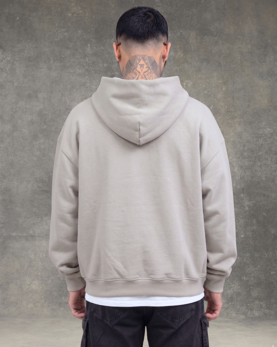 Hoodie Jacket Doble Cierre Oversize Hombre - Cemento