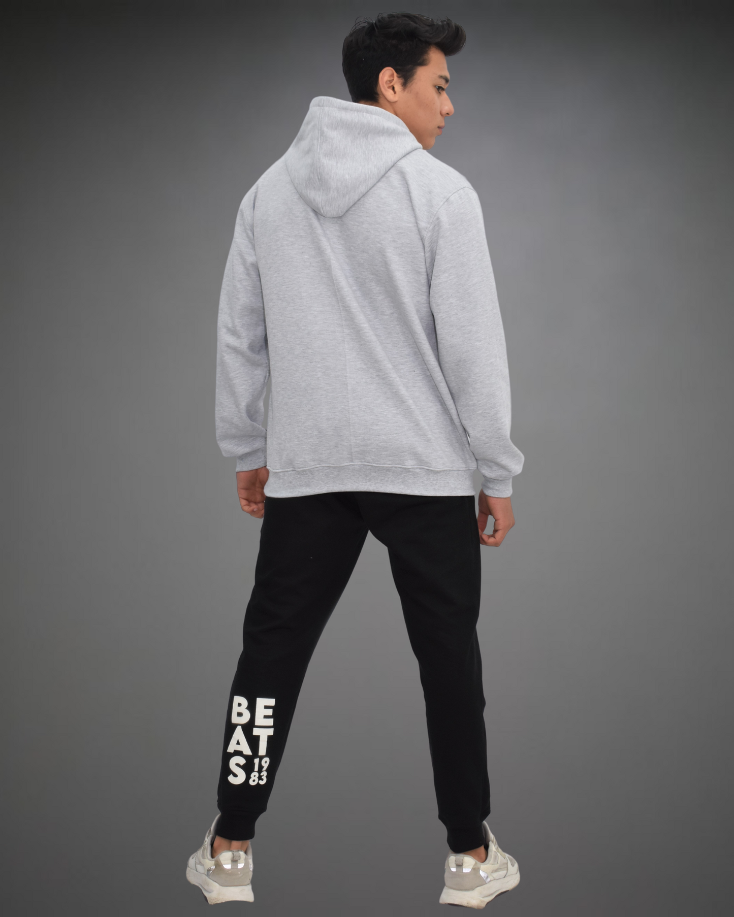 Capucha Oversize Hombre Premium Beats - Gris Jaspeado