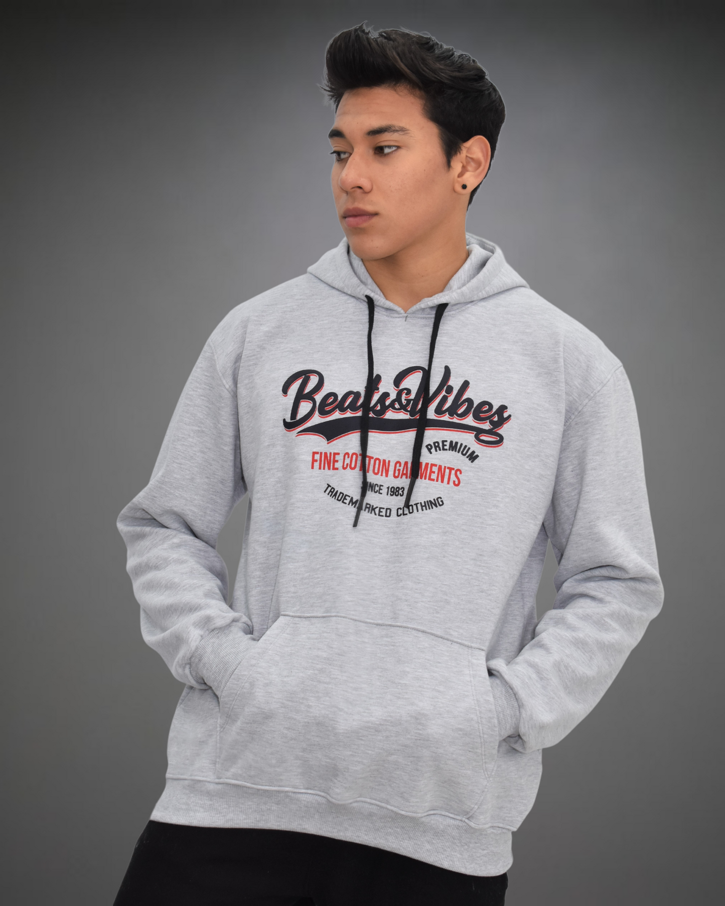 Capucha Oversize Hombre Premium Beats - Gris Jaspeado