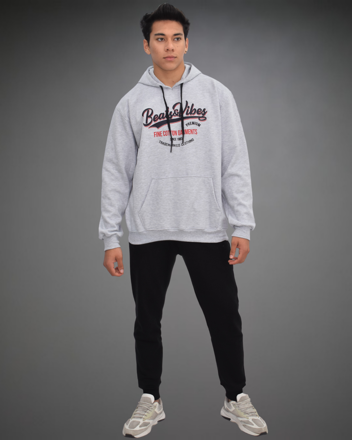Capucha Oversize Hombre Premium Beats - Gris Jaspeado
