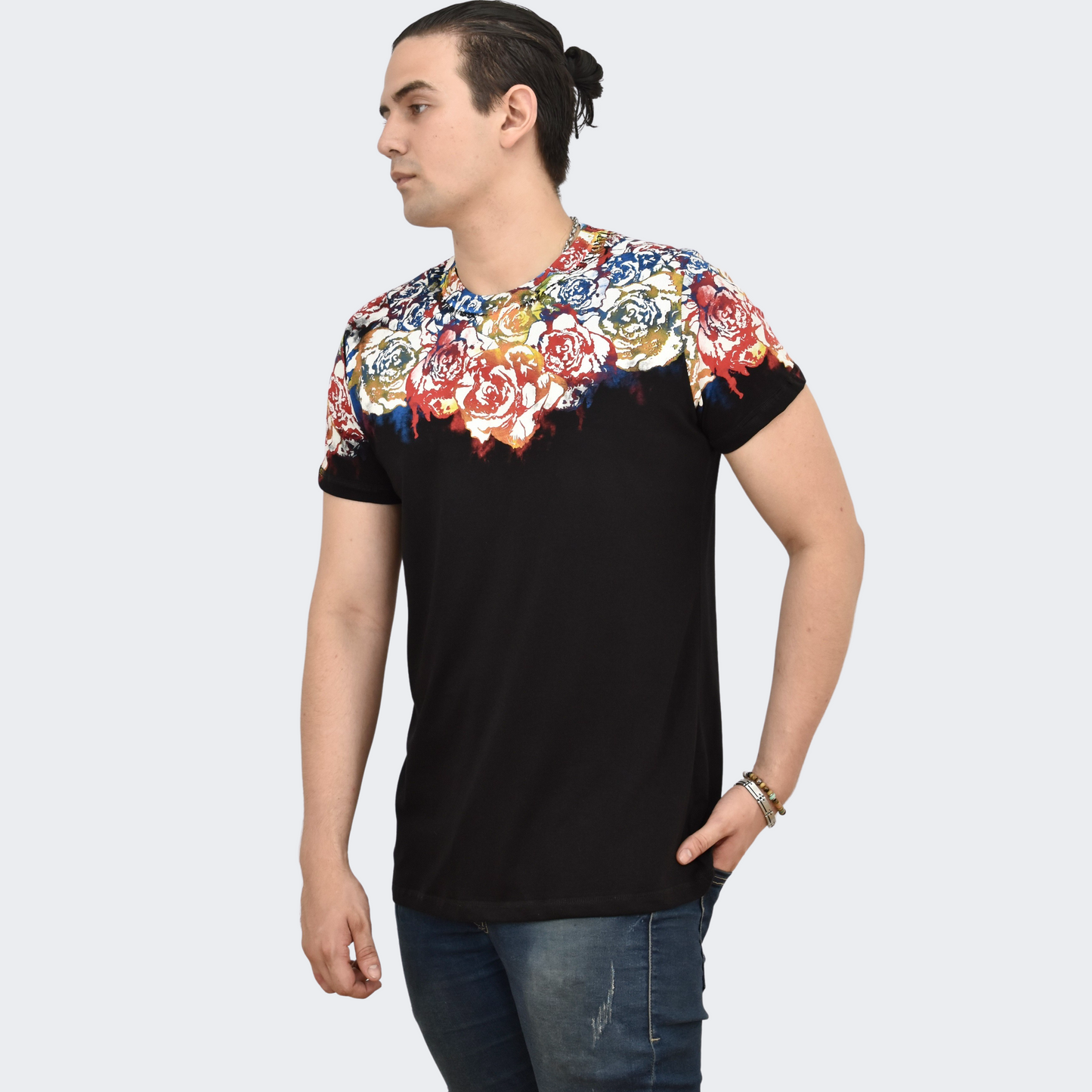 Polo Hombre Black Flower Power - Negro