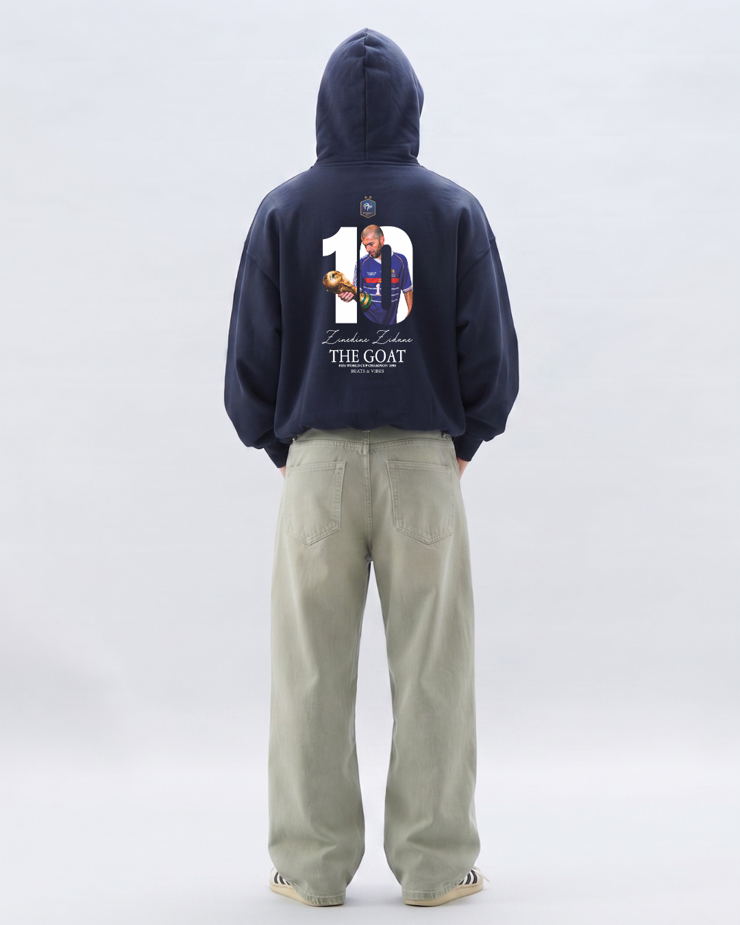 Hoodie "Zidane THE GOAT" – Edición Campeón del Mundo / Azul Noche