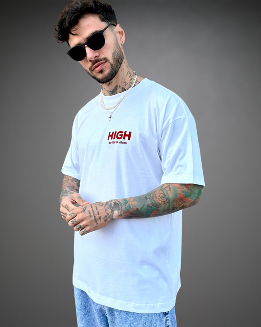 Polo Hombre Oversize Getting High - Blanco