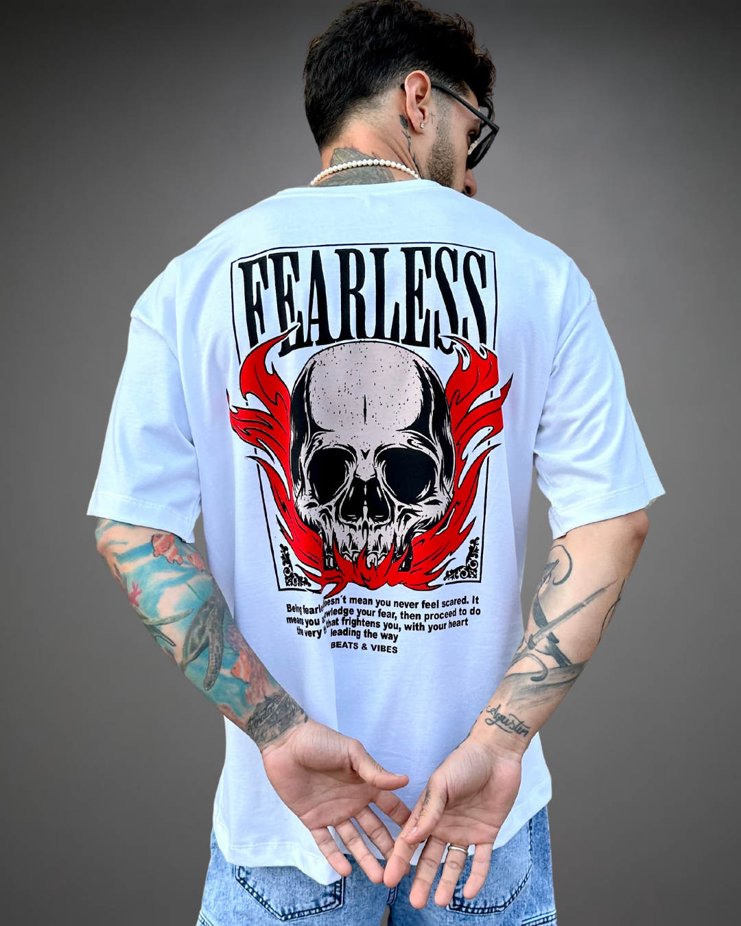 Polo Hombre Oversize Fearless - Blanco